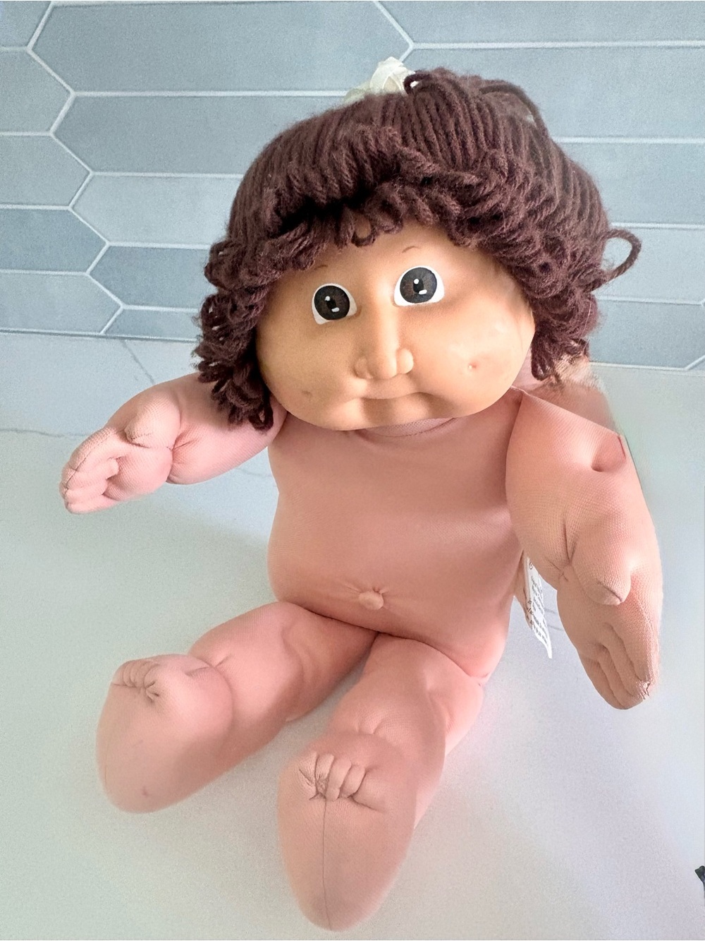 Vintage 1985 Coleco Cabbage Patch Kids DollHM#2, Brown Hair& Eyes, Blue Sig.Nude